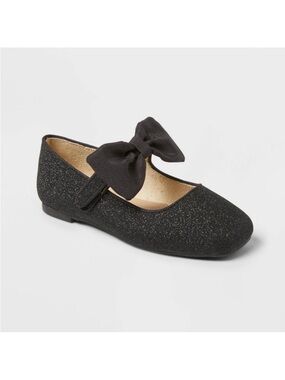 Cat & Jack Black Glitter Mary Jane with Bow